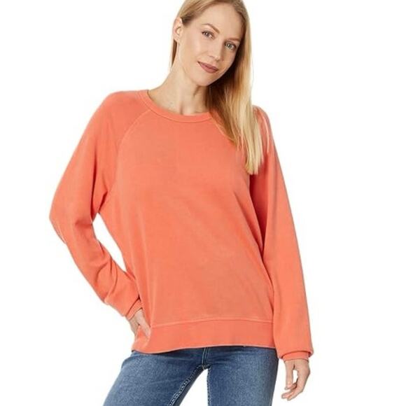 Faherty Bright Orange Sudadera Coastal Cloud Crewneck Sweater Medium - Picture 1 of 10